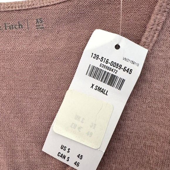 Abercrombie & Fitch Women's Size XS Long Sleeve V Neck Knit Bodysuit Mauve Top - Picture 8 of 11